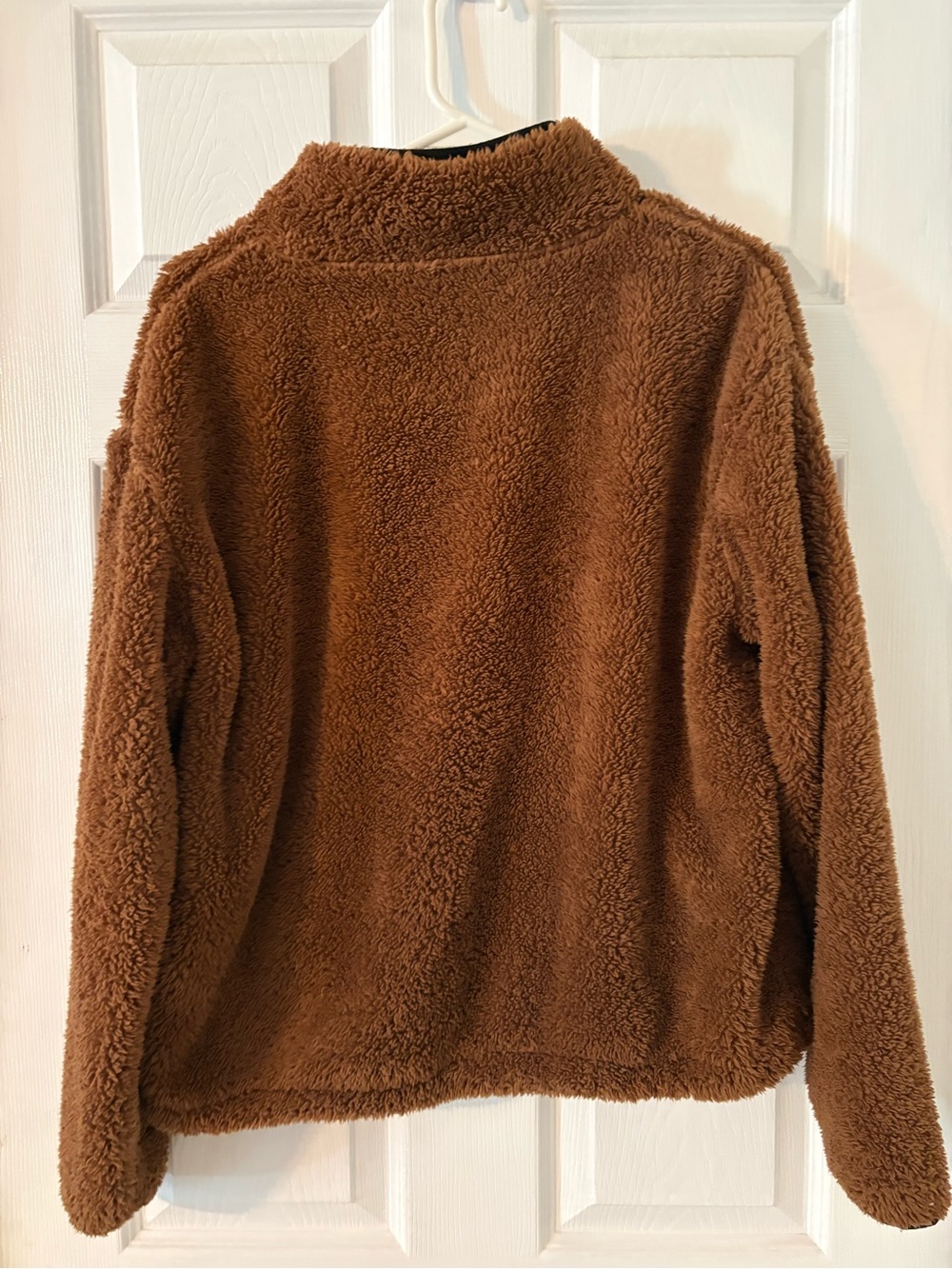 Brown Teddy Sherpa Quarter Zip Pullover Fleece Jacket Size Large 11-13 - Picture 2 of 5
